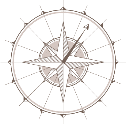 A Compass With A Star In Center