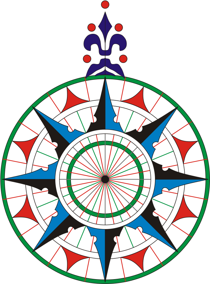 A Colorful Compass With A Black Background