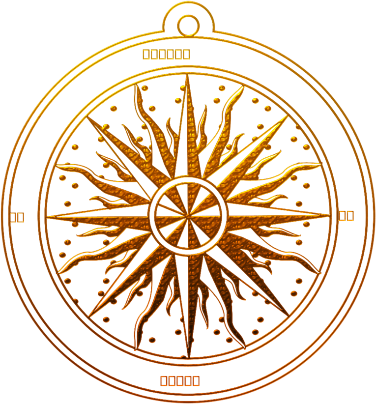 A Gold Compass With A Black Background