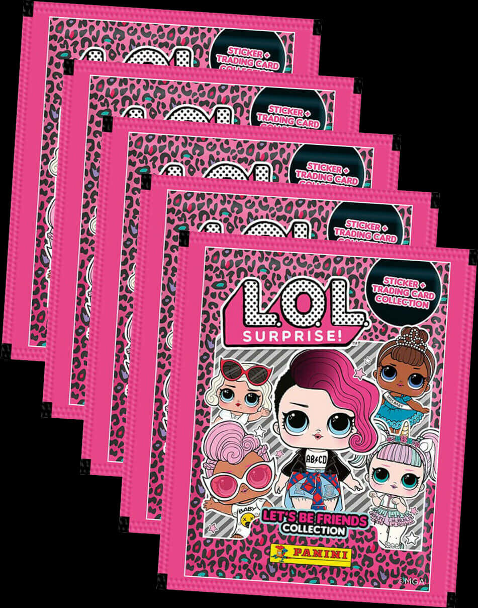 A Group Of Pink Cards With Cartoon Characters