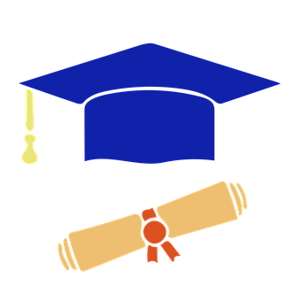 A Blue Graduation Cap And Diploma