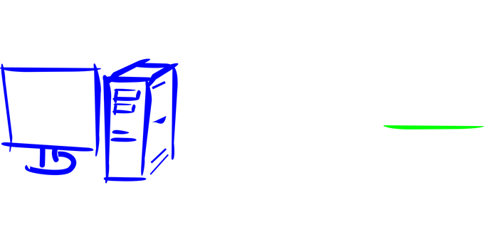 A Blue Line Drawing Of A Computer Tower