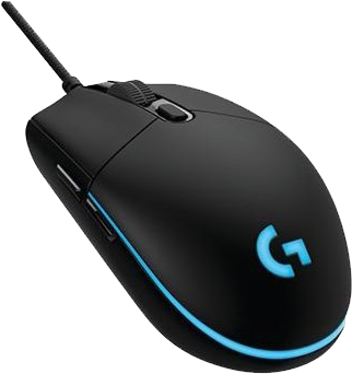 A Black Computer Mouse With A Blue Light