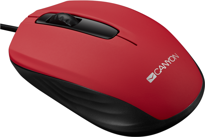 A Red And Black Computer Mouse
