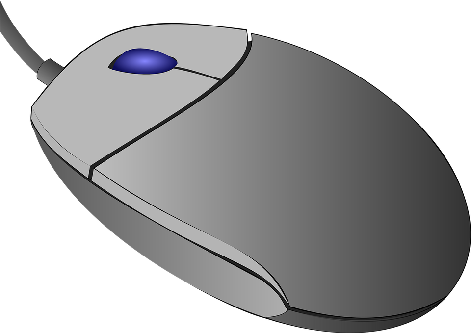 A Computer Mouse With A Blue Button