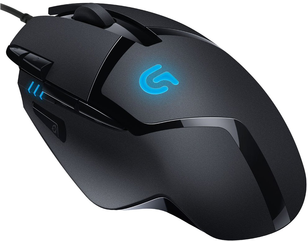A Black Computer Mouse With Blue Light