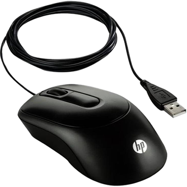 A Black Computer Mouse With A Cable