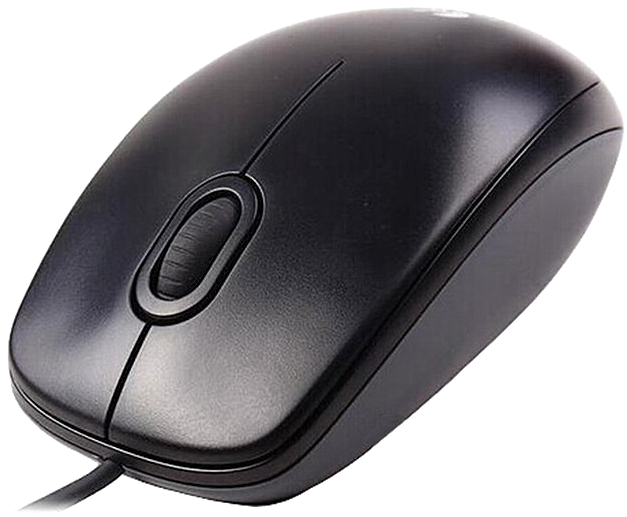 A Black Computer Mouse With A Cord