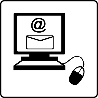 A Computer With A Mouse And An Envelope