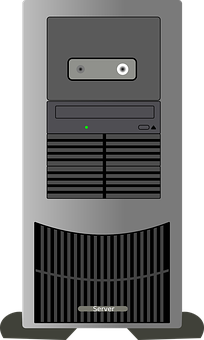 A Computer Tower With A Green Light