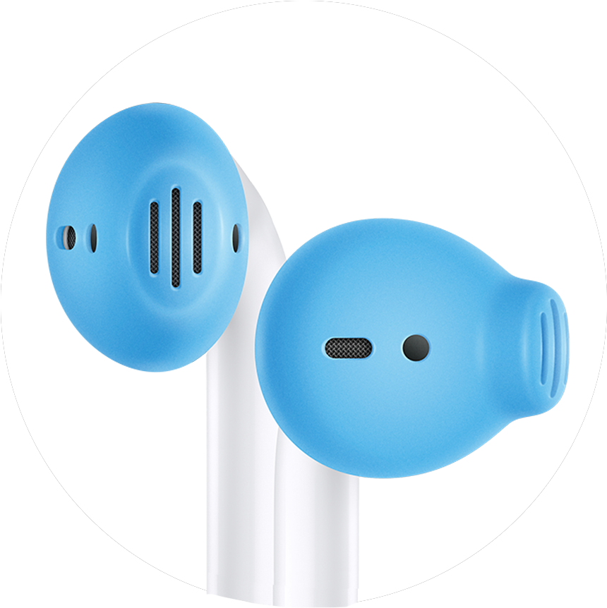 A Close Up Of A Pair Of Blue Earbuds