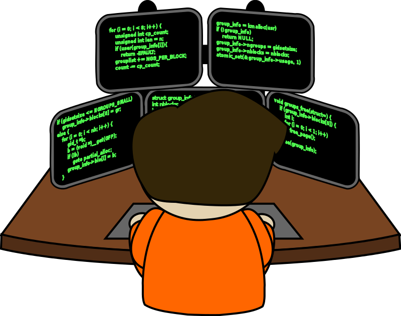 A Cartoon Of A Boy Sitting At A Desk With Computer Screens