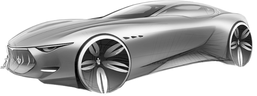 A Sketch Of A Silver Car
