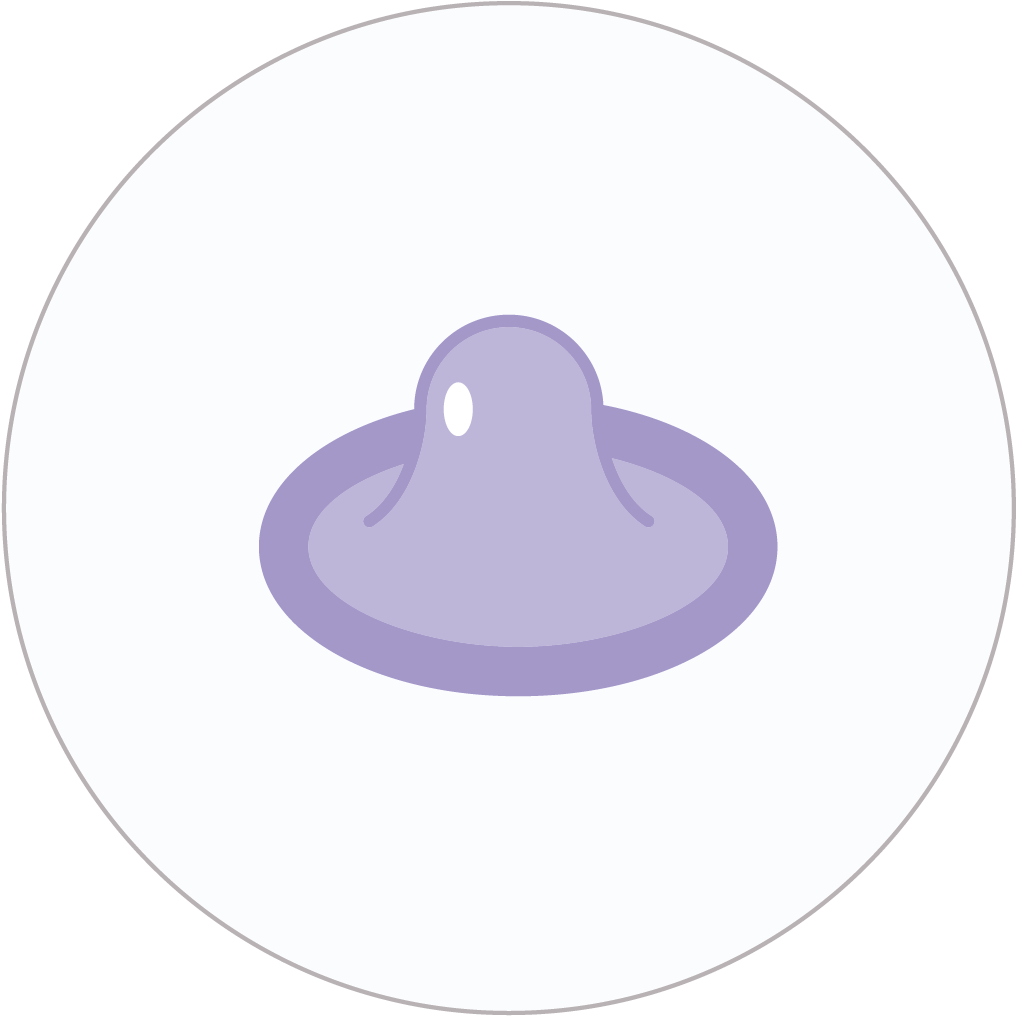 A Purple Condom On A White Background