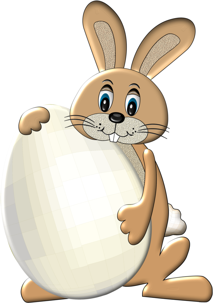 A Cartoon Bunny Holding An Egg