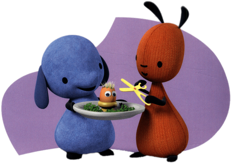 Cartoon Characters Holding A Plate Of Food