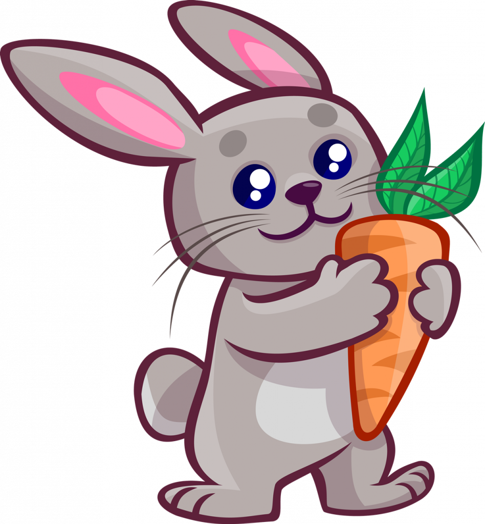 A Cartoon Of A Rabbit Holding A Carrot