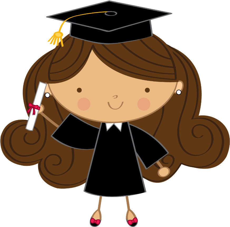 A Cartoon Of A Girl Wearing A Graduation Cap And Gown