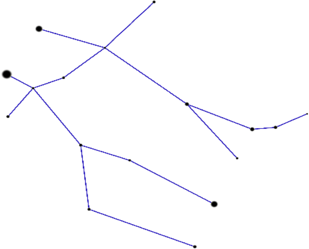 A Blue Lines With Dots On A Black Background