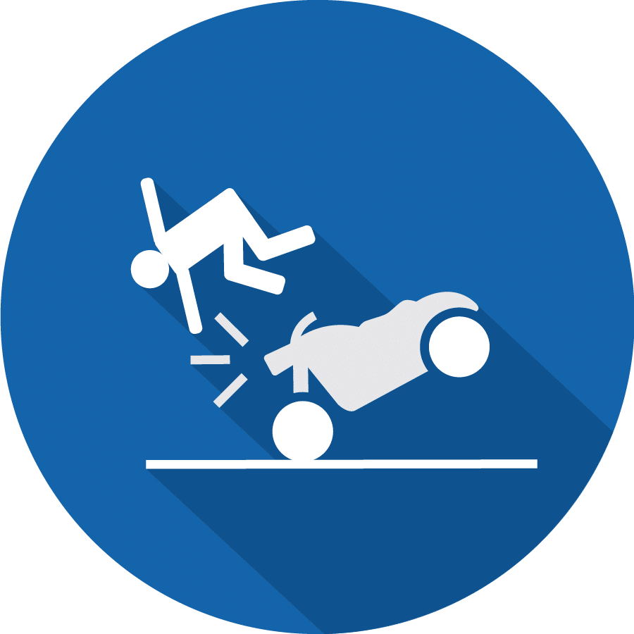 A Blue Circle With A Person Falling On A Motorcycle