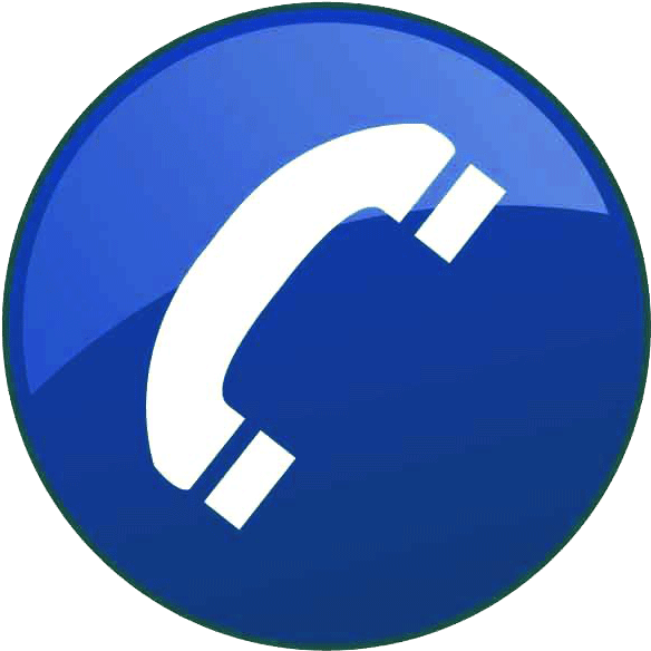 A Blue Button With A White Phone Symbol