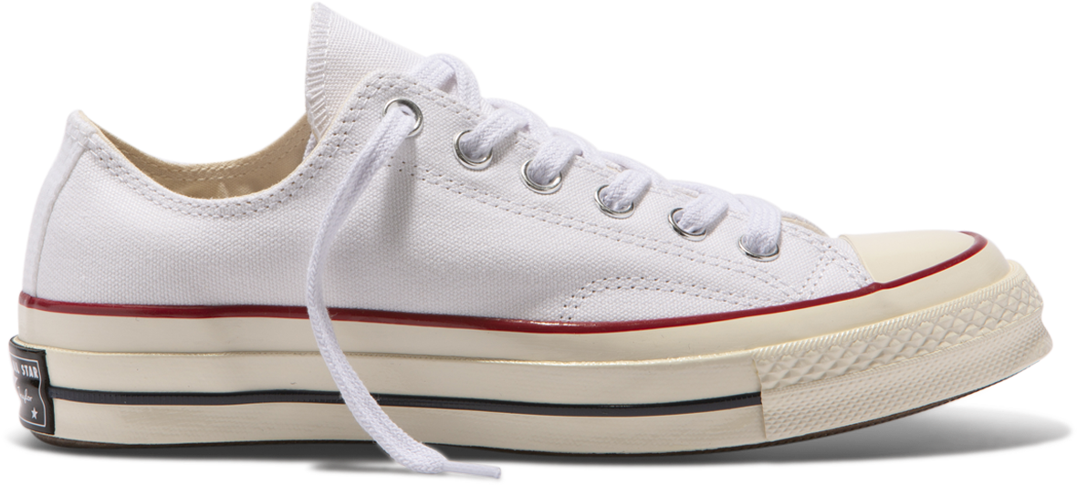 A White Sneaker With Red Trim