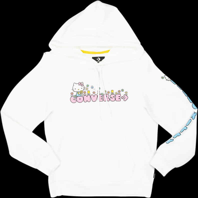 A White Hoodie With A Cartoon Character On It