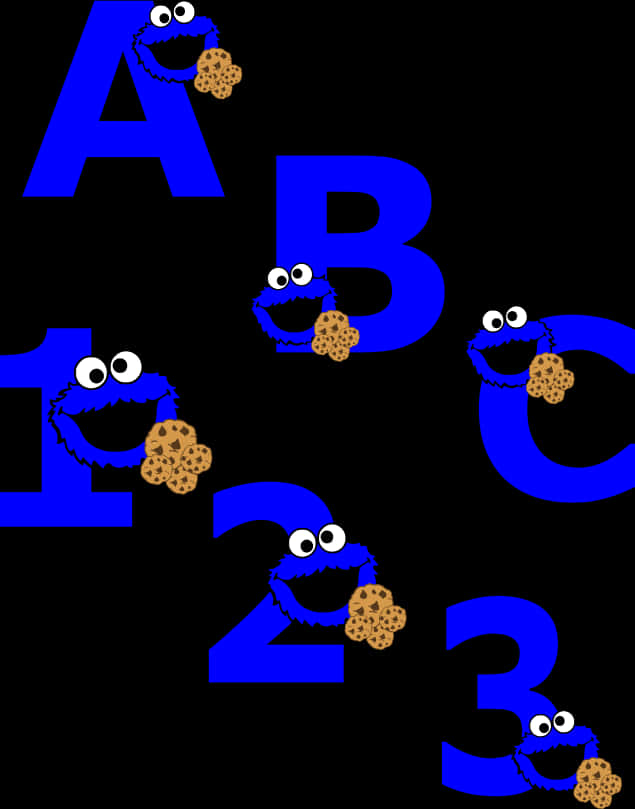 A Blue Letters And Numbers With Cookies