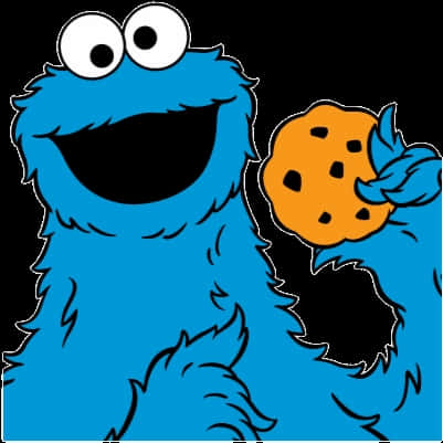 A Cartoon Of A Blue Monster Holding A Cookie