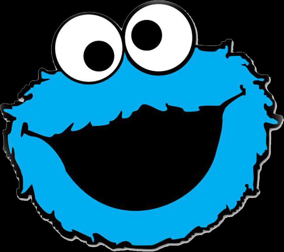 A Blue Cartoon Character With Black Background