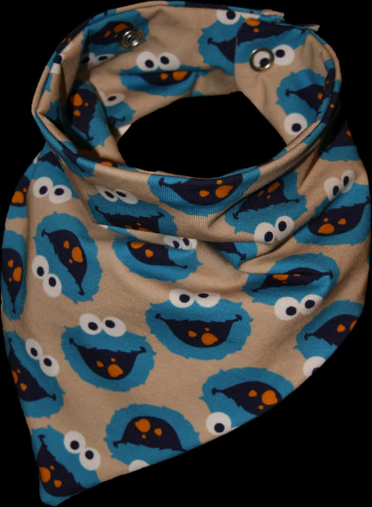 A Bib With Blue And White Faces