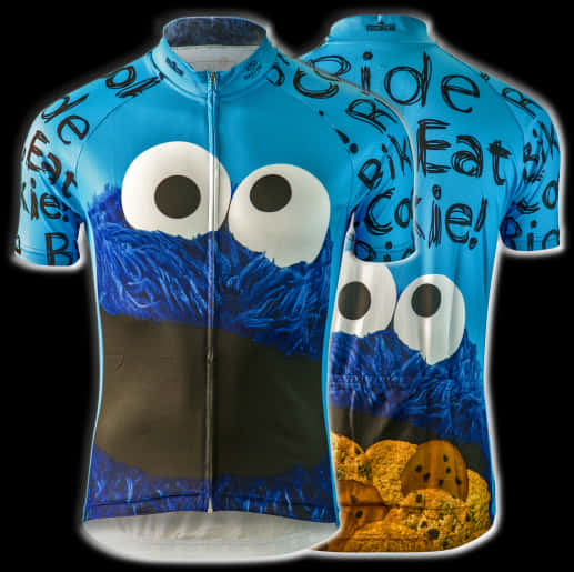 A Blue And Brown Jersey With Cookie Monster Face