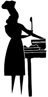 A Silhouette Of A Woman Cooking