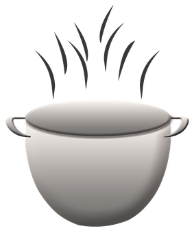 A White Pot With Steam Coming Out Of It