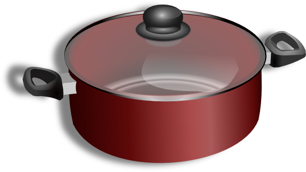 A Red Pot With A Glass Lid