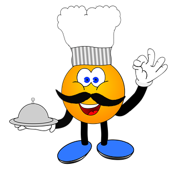 A Cartoon Of A Chef Holding A Tray