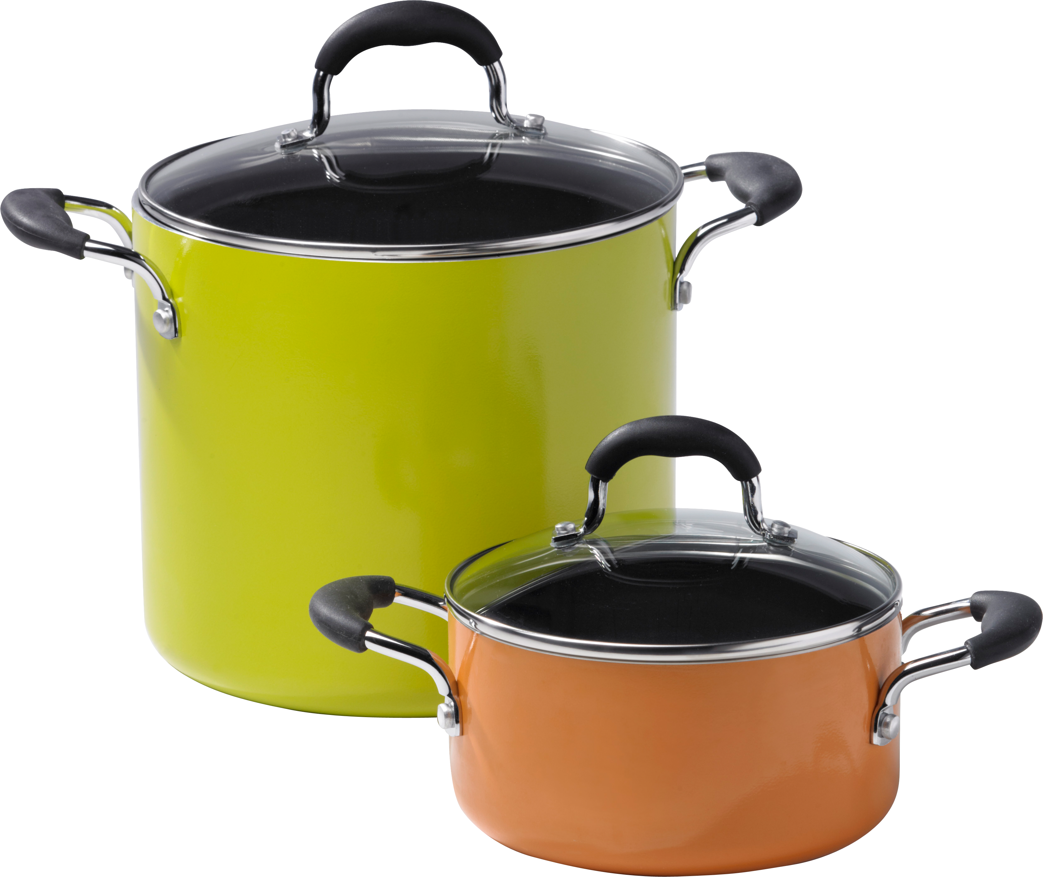 Two Pots With Lids On A Black Background