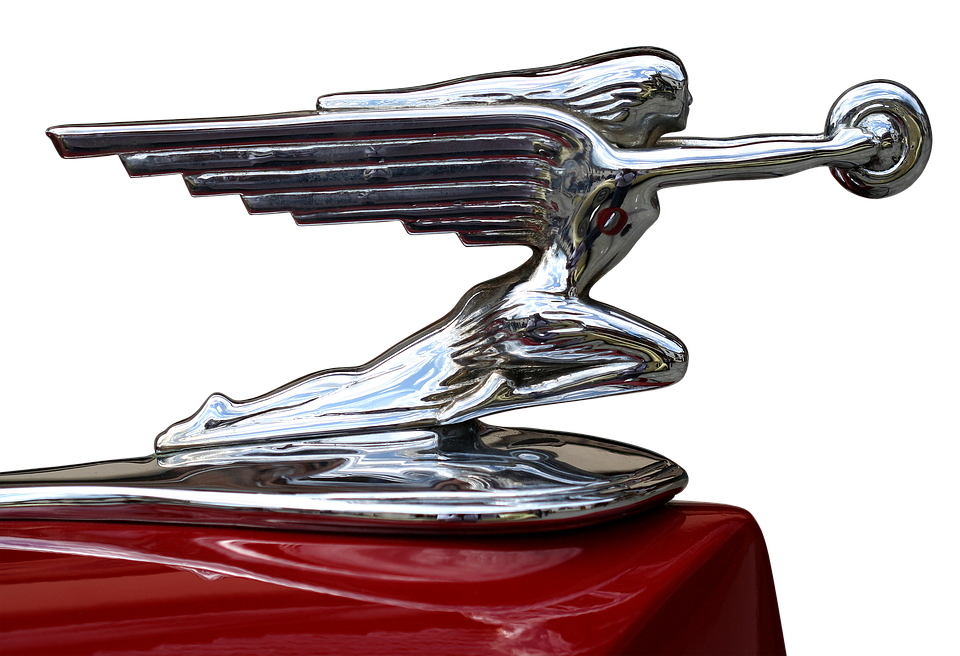 A Silver Winged Car Mascot