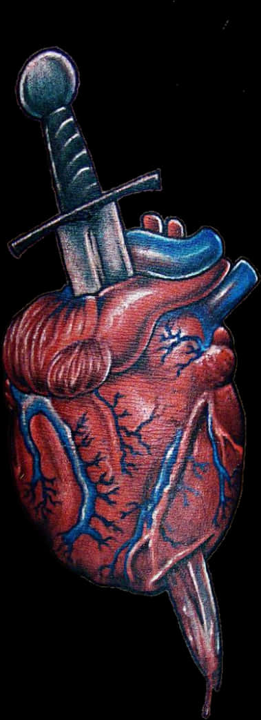 A Human Heart With A Sword On It