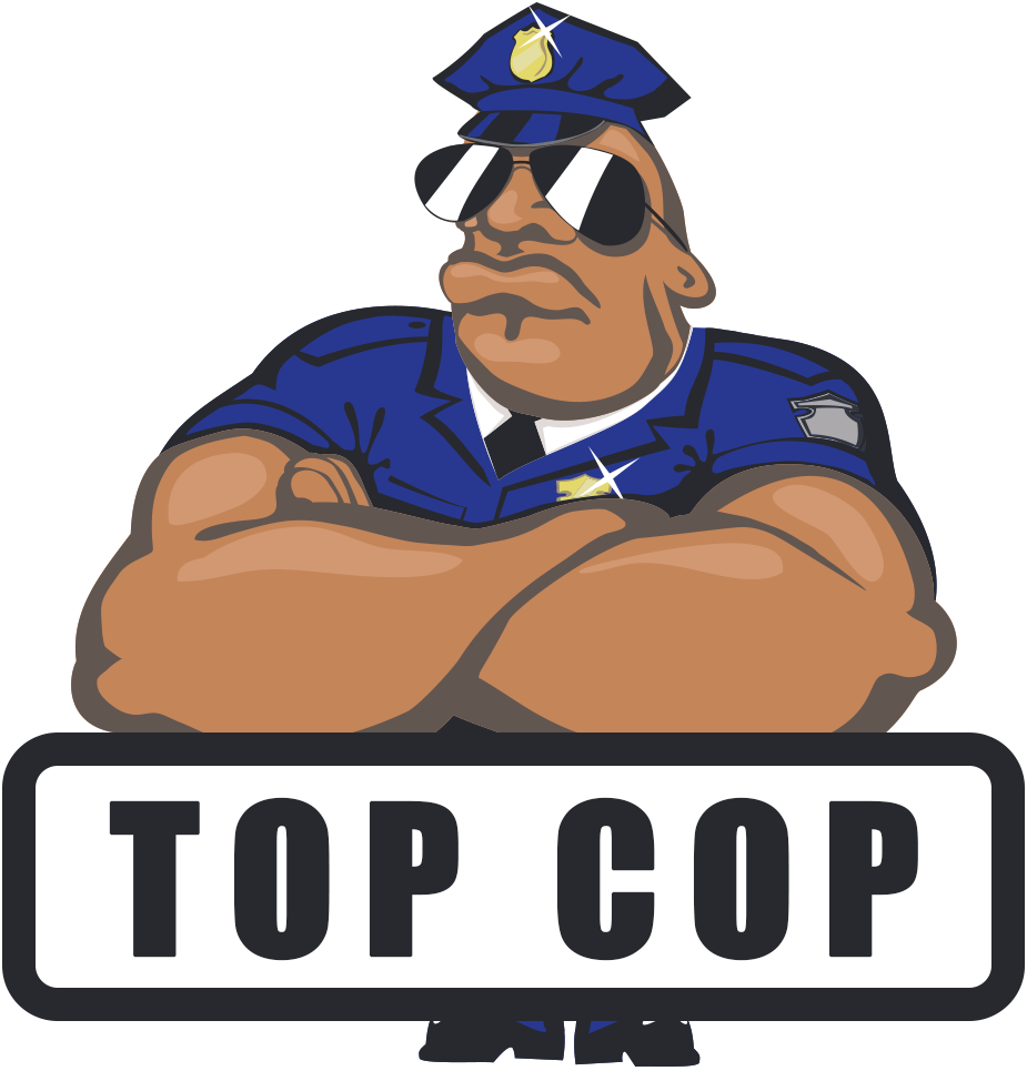 A Cartoon Of A Policeman With Sunglasses And A Hat