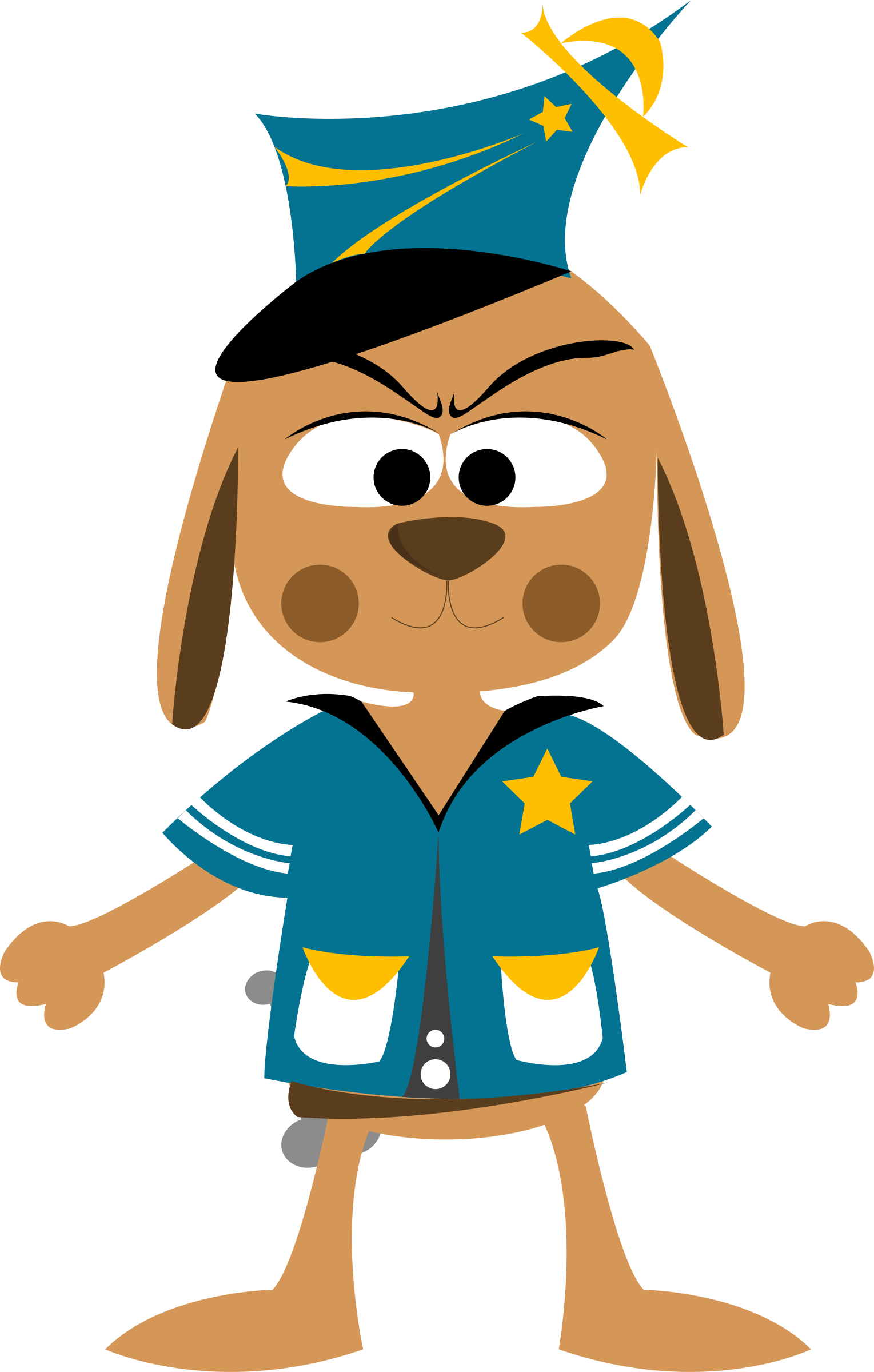 Cartoon Dog Wearing A Blue Uniform