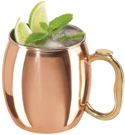 A Copper Mug With Limes And Mint Leaves