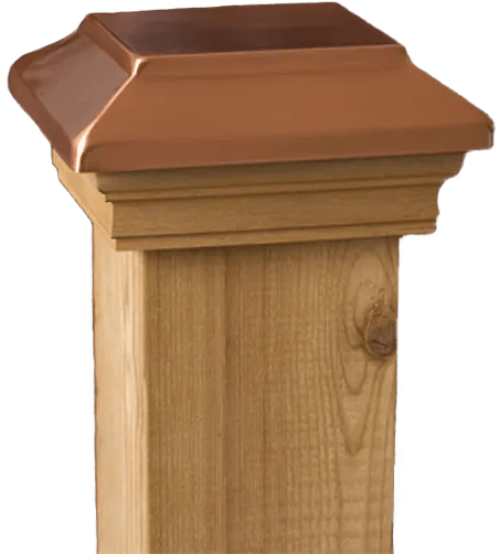 A Wooden Post With A Copper Top