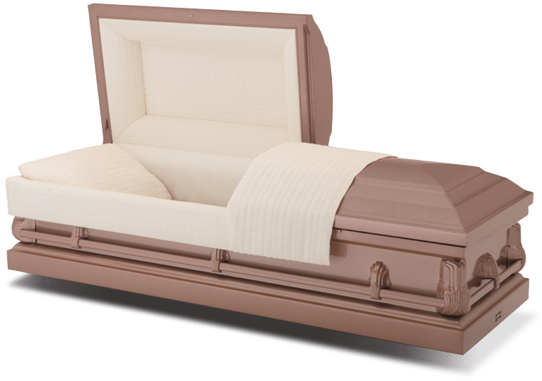 A Coffin With A White Blanket