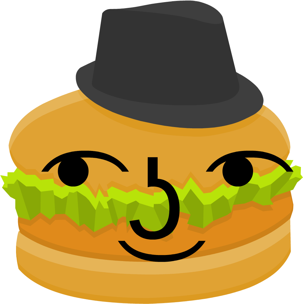 A Cartoon Of A Burger With A Hat And Lettuce