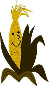 A Yellow Corn With A Face Drawn On It