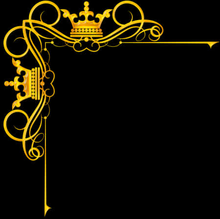 A Gold Crown And Swirls On A Black Background