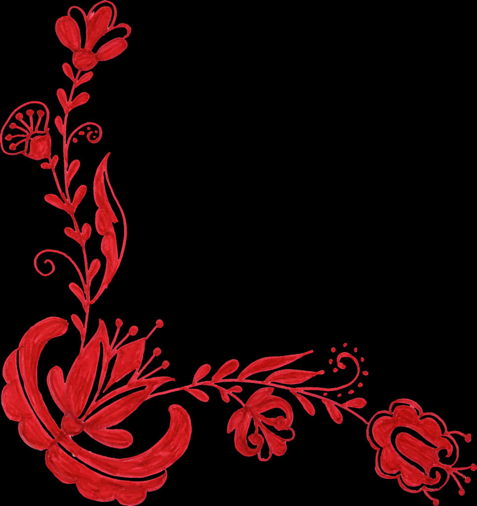 A Red And Black Floral Design