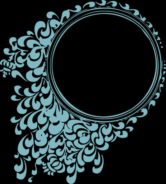 A Blue And Black Circular Frame