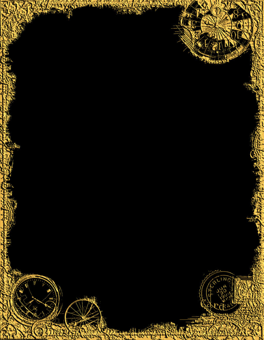 A Gold Frame With Clocks On It